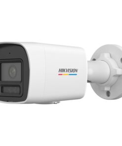 Hikvision security camera on wall mount.