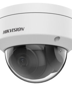 Hikvision security camera dome, white and black design