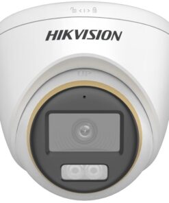 Hikvision security camera with lens and sensors.