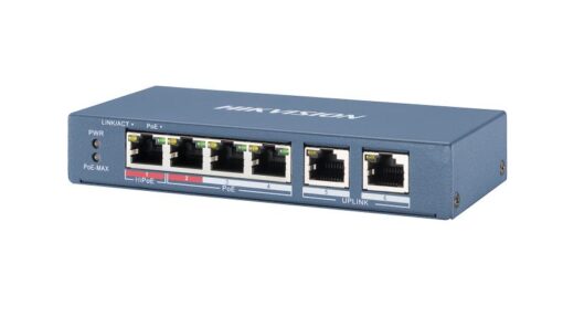 Hikvision network switch with multiple Ethernet ports.